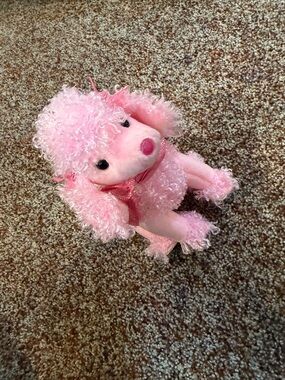 Ty Beanie Babiez Pink Plush Toy Poodle - Soft Curly Fur 7”